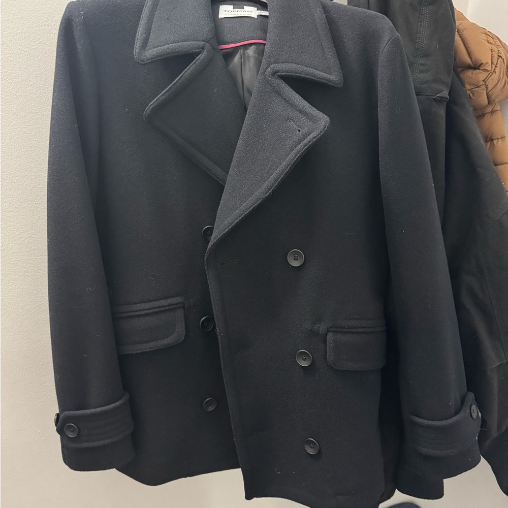 Men's Black Topman Peacoat